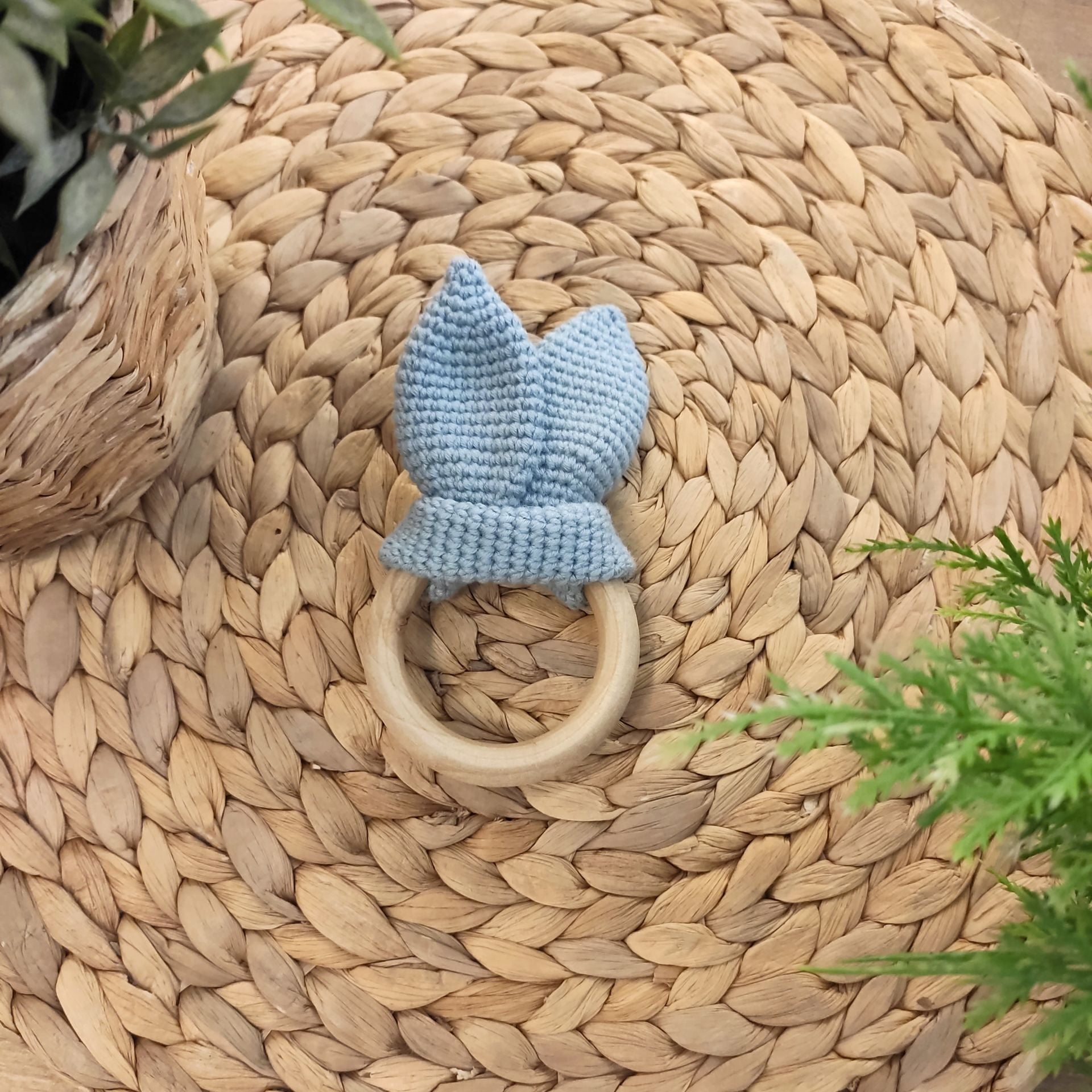 Amigurumi Tavşan Kulak Diş Kaşıyıcı Gri