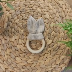 Amigurumi Tavşan Kulak Diş Kaşıyıcı Sütlü Kahve