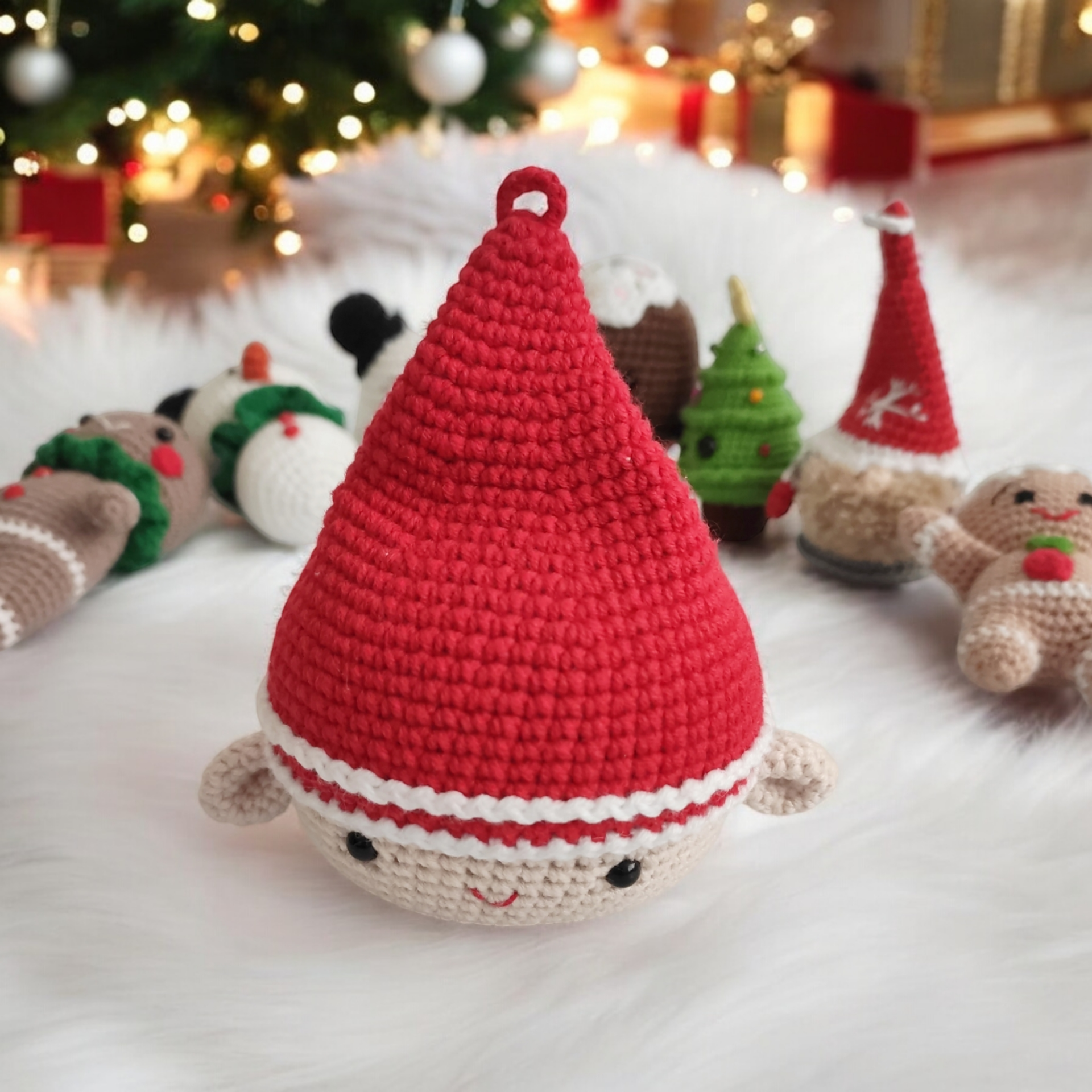 13 cm Kırmızı Elf Kafası Çam Ağacı Süsü