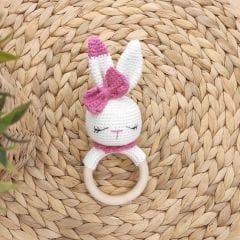 Fusya Kurdeleli Ekru Amigurumi Çıngırak