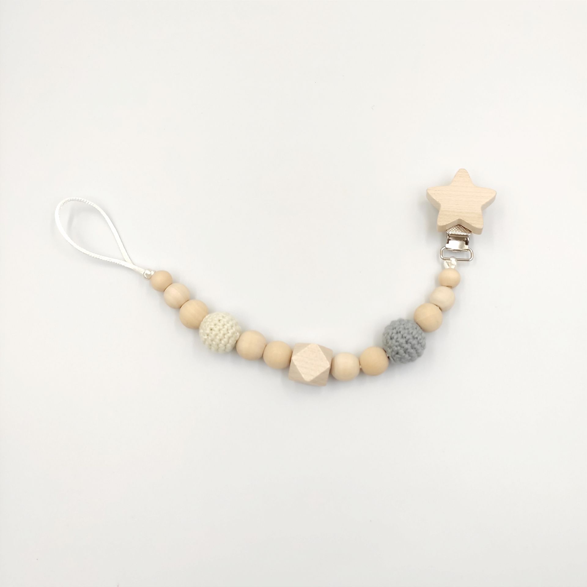 Yıldız Klipsli Gri Emzik Zinciri