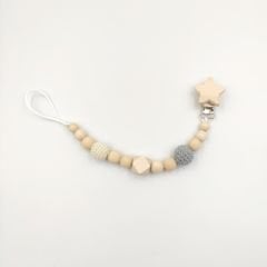 Yıldız Klipsli Gri Emzik Zinciri