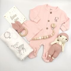 Pembe Tulumlu Kız Bebek Hediye Seti