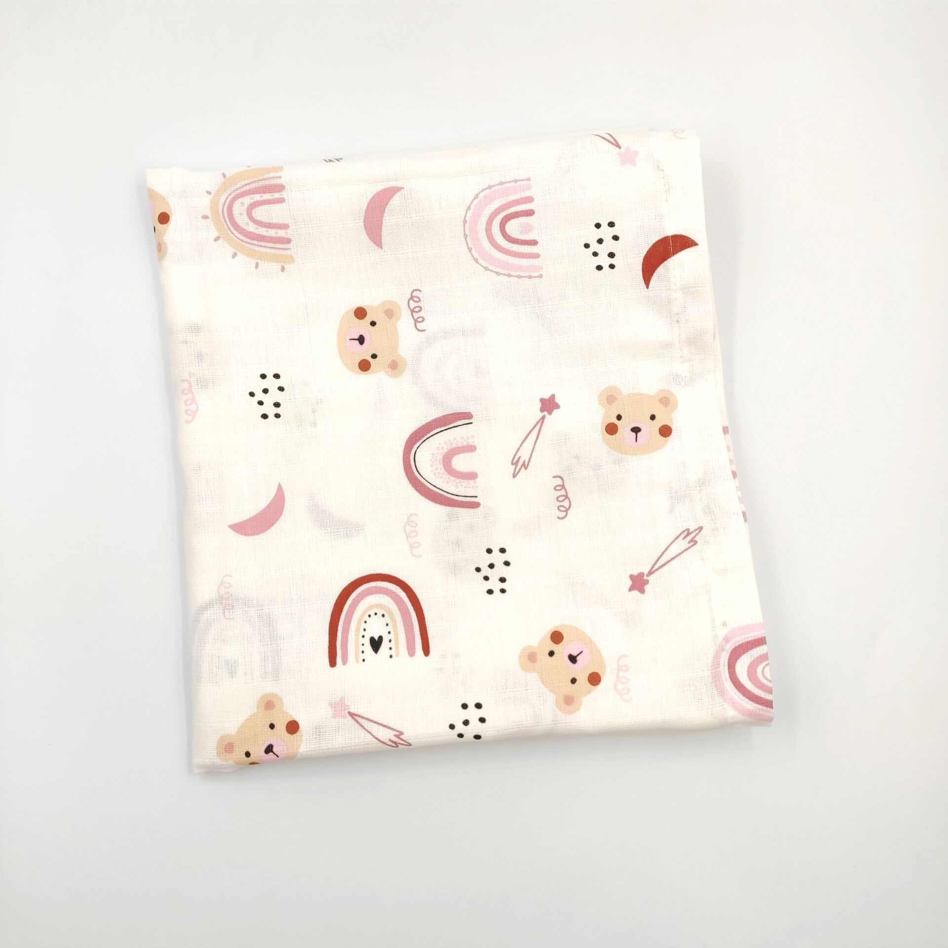 Pembe Desenli Müslin Örtü