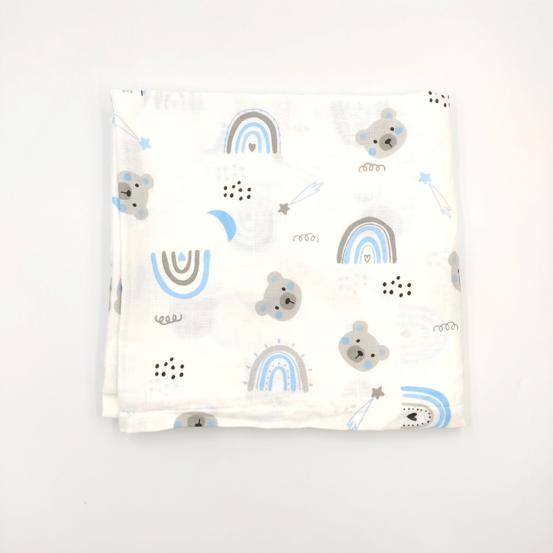 Mavi Desenli Müslin Örtü