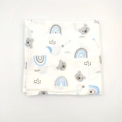 Mavi Desenli Müslin Örtü