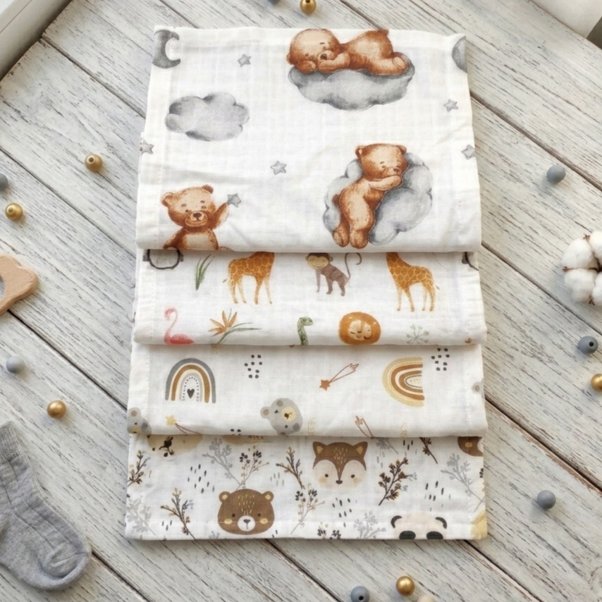 4 Adet Büyük Boy Müslin Ağız Mendili